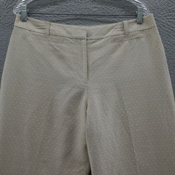 Ann Taylor Womens Silk Blend Cropped Pants 14 Beige Geometric Lightweight Career - Picture 4 of 13